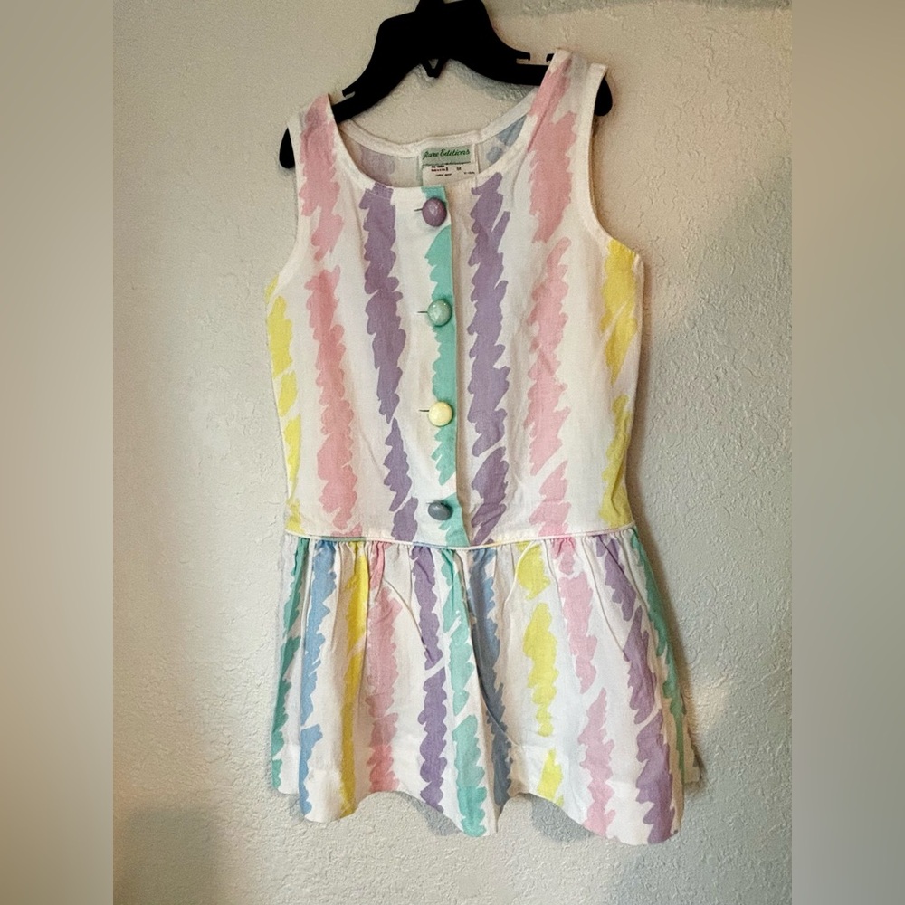 Vintage Multicolor Girls Cotton Dress Sz 6x